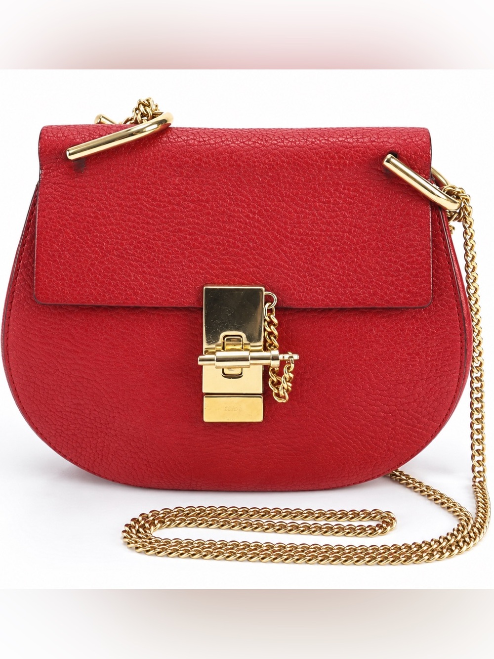 Chloe Red Leather Crossbody Bag with Gold Hardware
